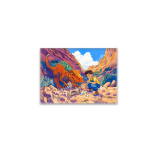 raxxa Glas-Magnet: Anime boy with T-Rex on fossil hunt