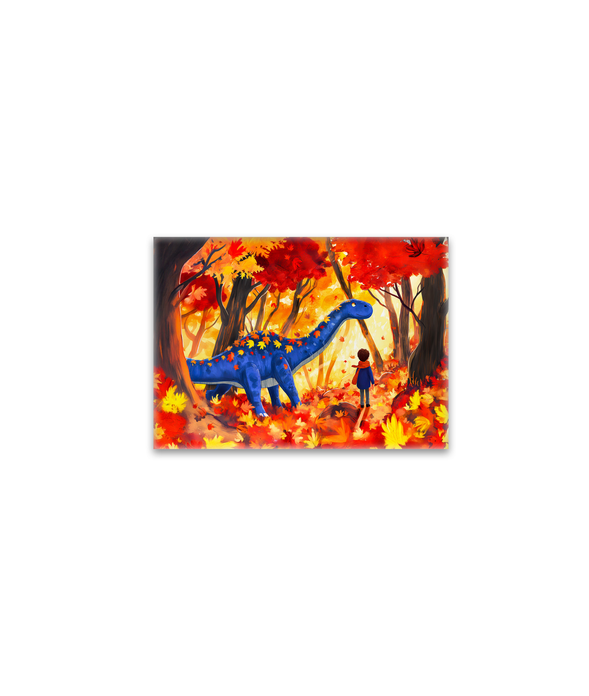 raxxa Glas-Magnet: Anime boy walking dinosaur autumn forest
