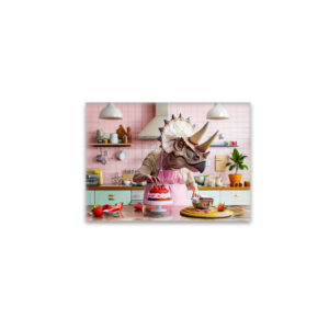 raxxa Glas-Magnet: Dinosaur Baking Cake in Retro Kitchen