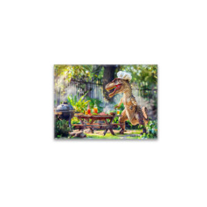 raxxa Glas-Magnet: Dinosaur Chef at a Garden BBQ