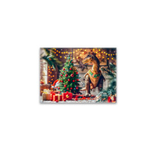 raxxa Glas-Magnet: T-Rex Celebrating Christmas by Tree