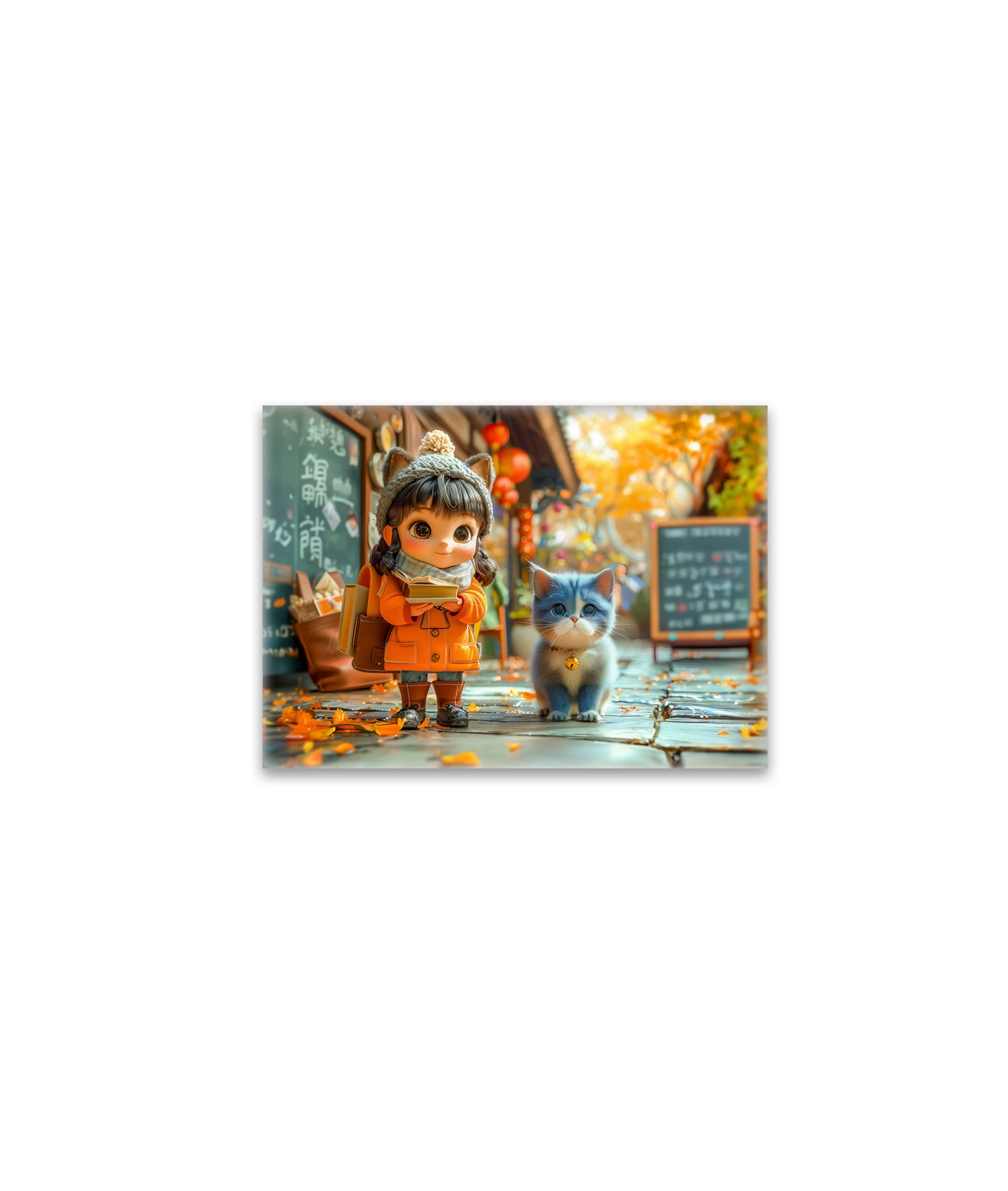 raxxa Glas-Magnet: Fantasy Girl and Cat Go to School