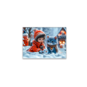 raxxa Glas-Magnet: Magical Winter Day with Girl and Cat