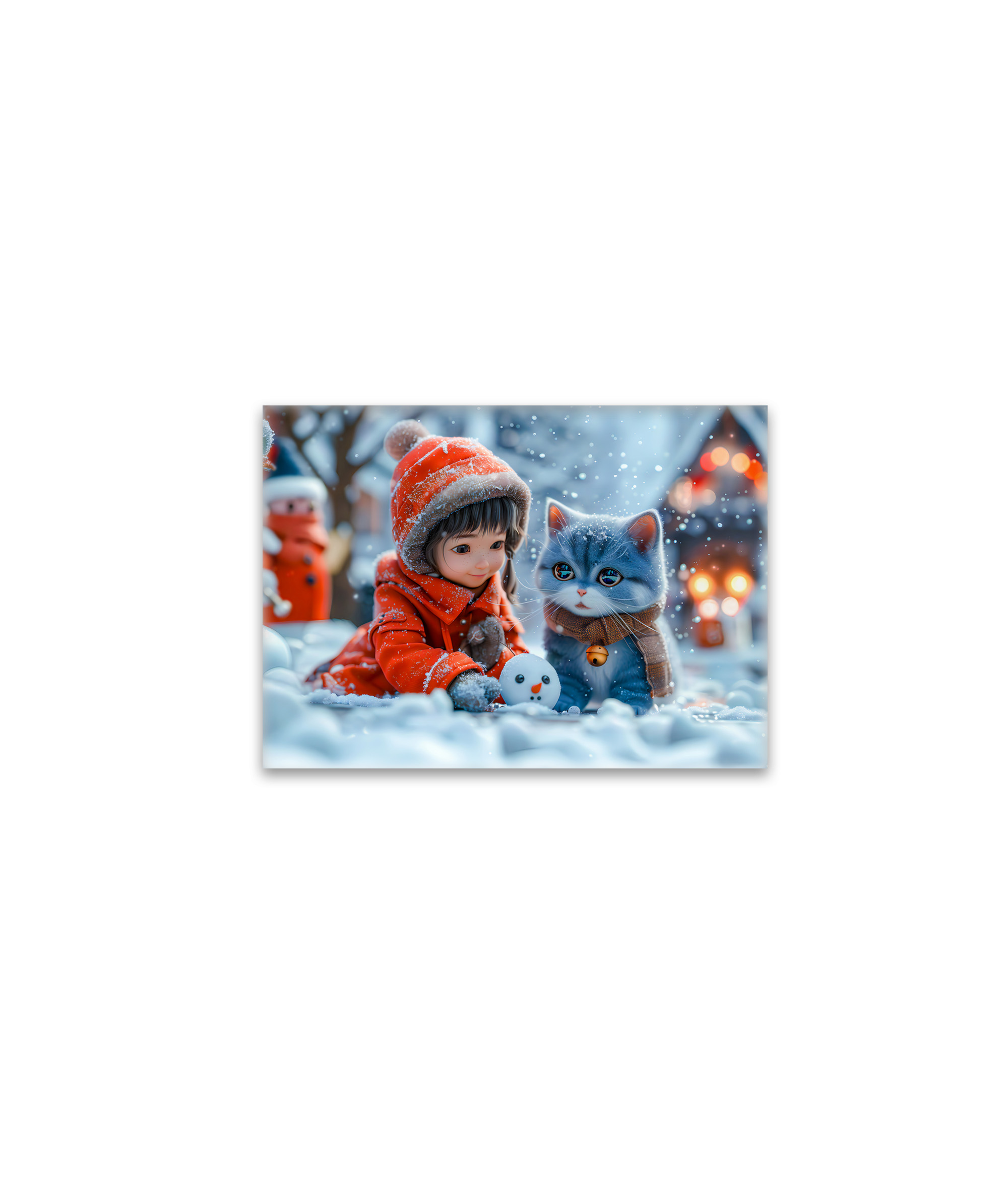 raxxa Glas-Magnet: Magical Winter Day with Girl and Cat