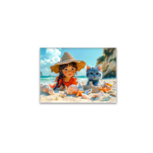 raxxa Glas-Magnet: Beach Day with Fantasy Girl and Cat