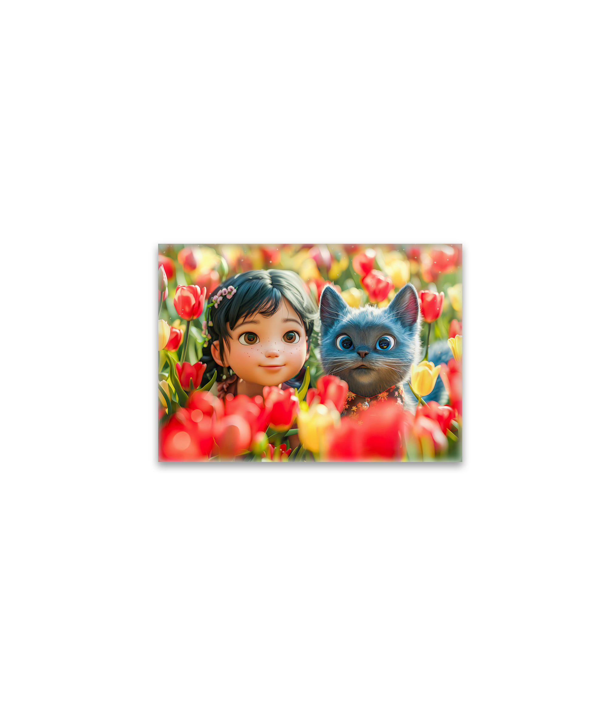 raxxa Glas-Magnet: Spring Fantasy Girl and Cat in Tulips
