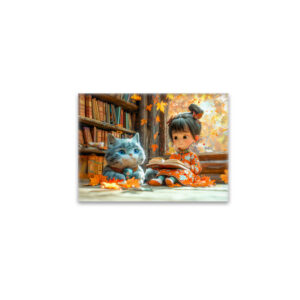 raxxa Glas-Magnet: Cozy Autumn Reading with Cat