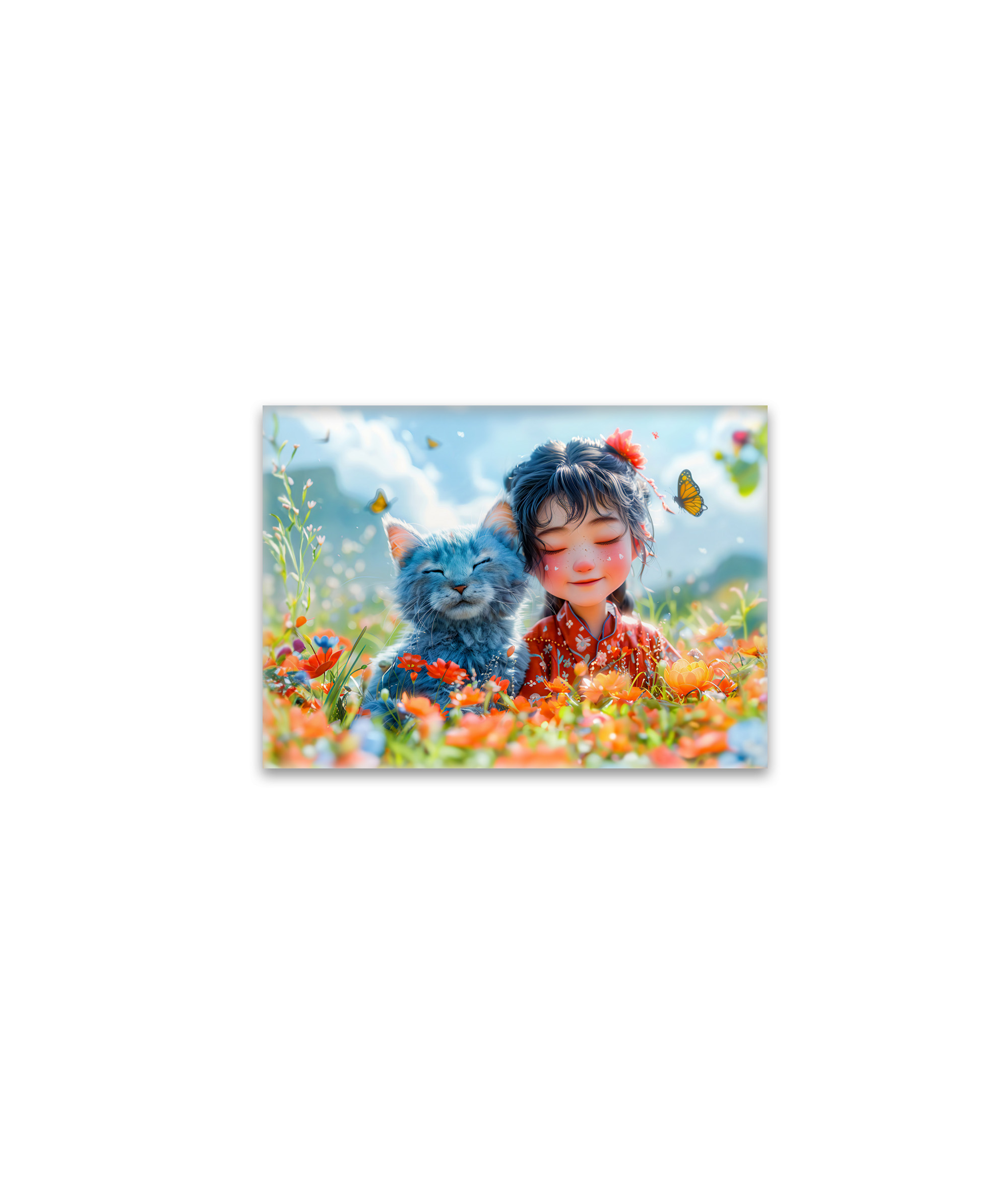 raxxa Glas-Magnet: Summer Nap with Fantasy Girl and Cat