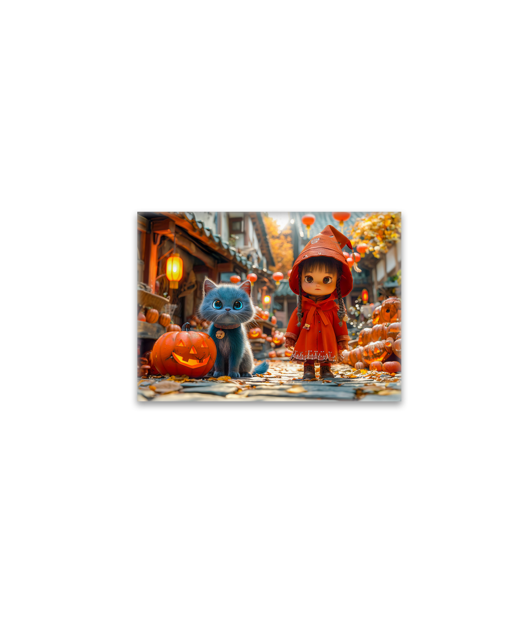 raxxa Glas-Magnet: Halloween Adventure with Girl and Cat