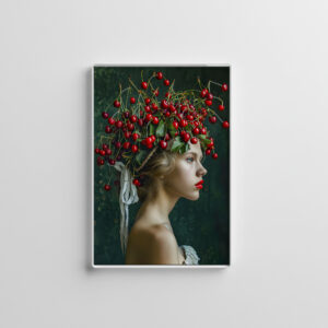raxxa Glas-Magnet: Red Cherry Crown Romantic Portrait