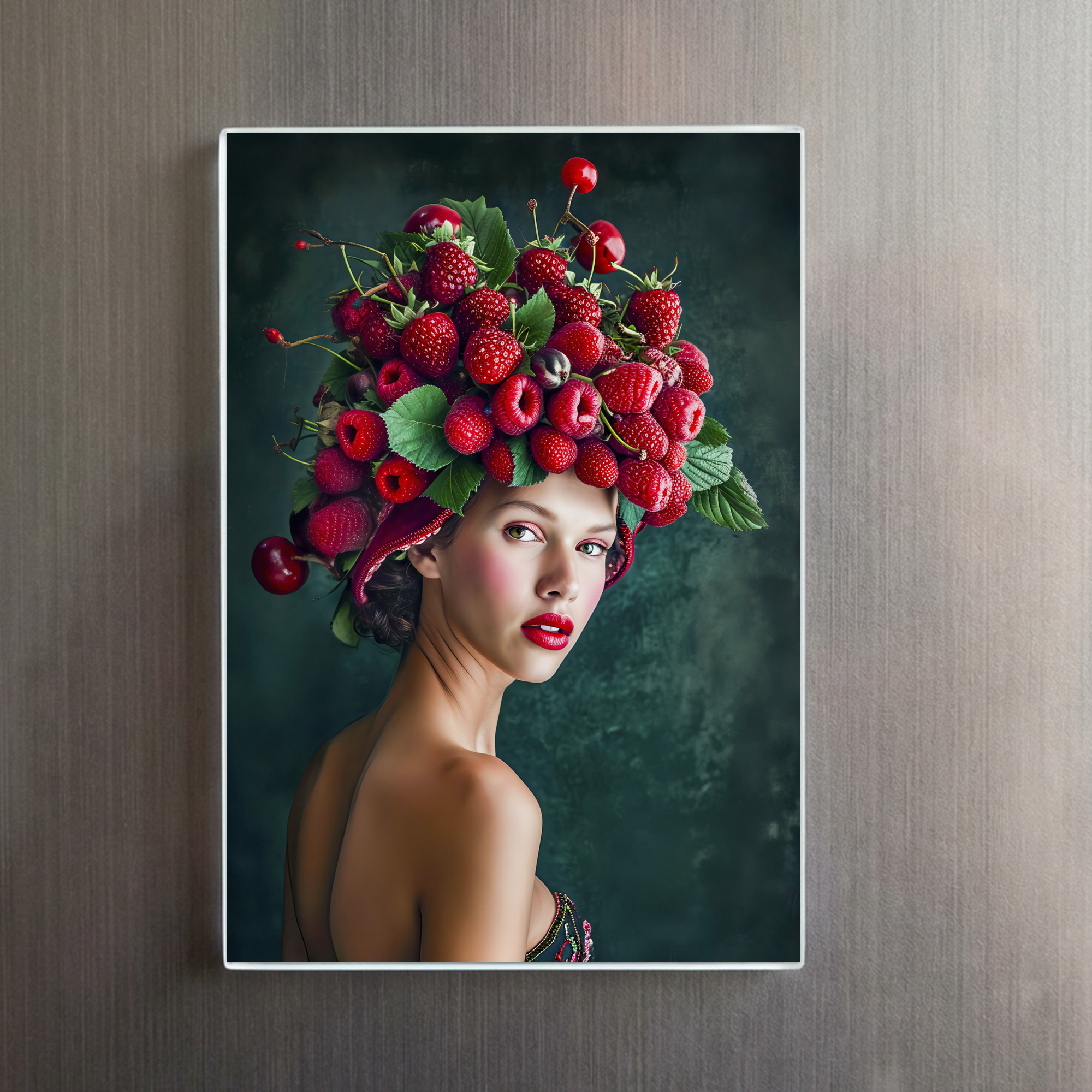 raxxa Glas-Magnet: Strawberry and Raspberry Summer Fashion Portrait - immagine 2