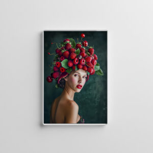 raxxa Glas-Magnet: Strawberry and Raspberry Summer Fashion Portrait