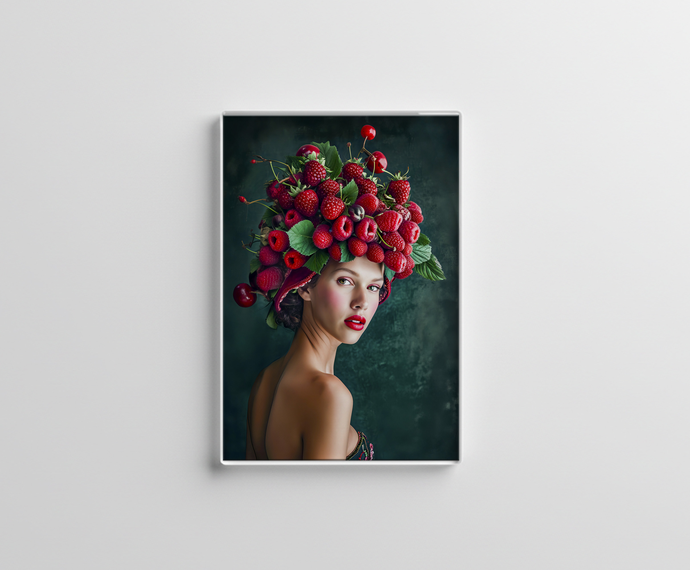 raxxa Glas-Magnet: Strawberry and Raspberry Summer Fashion Portrait