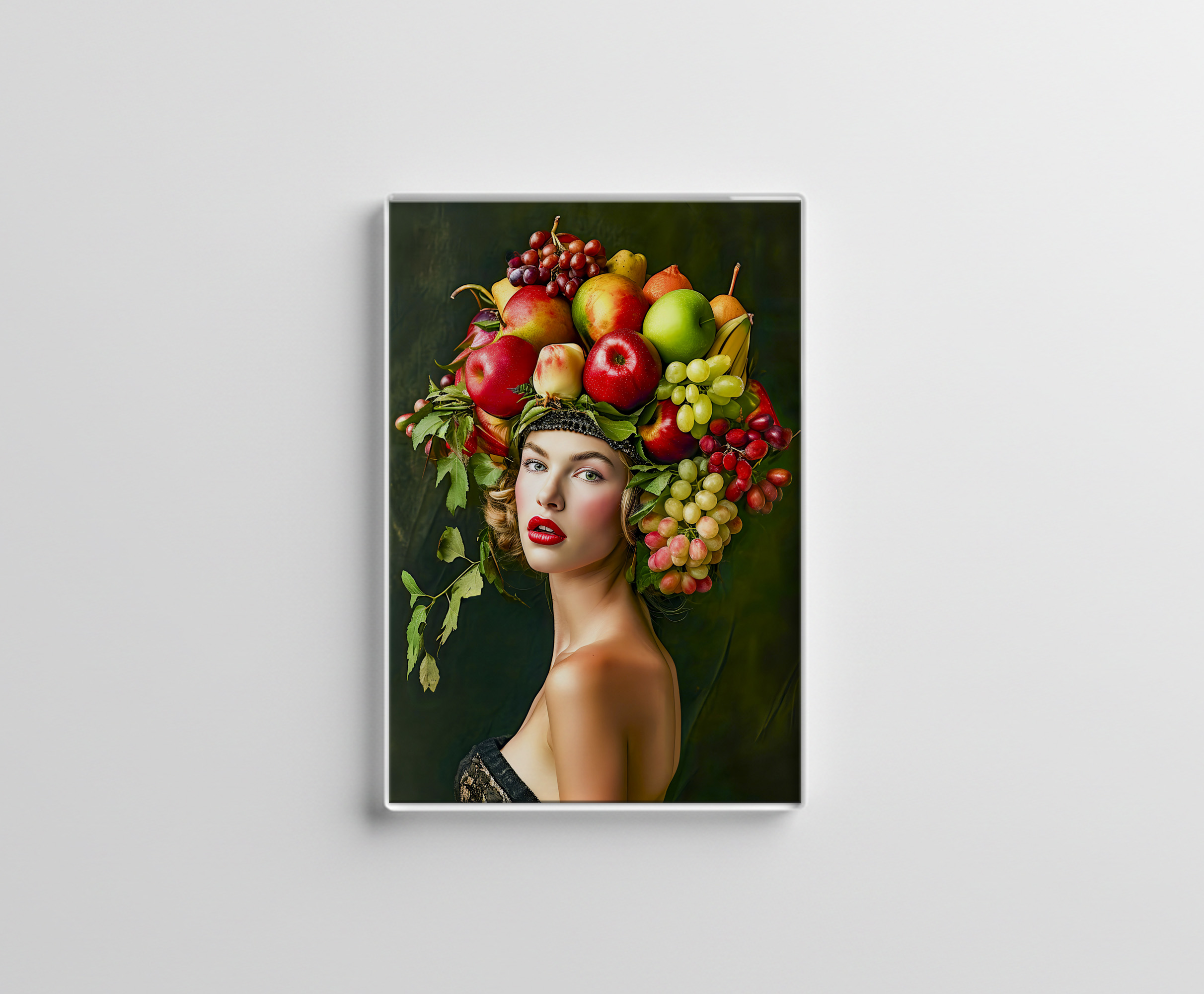 raxxa Glas-Magnet: Elegant Woman with Apple Fruit Hat