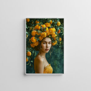 raxxa Glas-Magnet: Orange Blossom Queen with fruits on head
