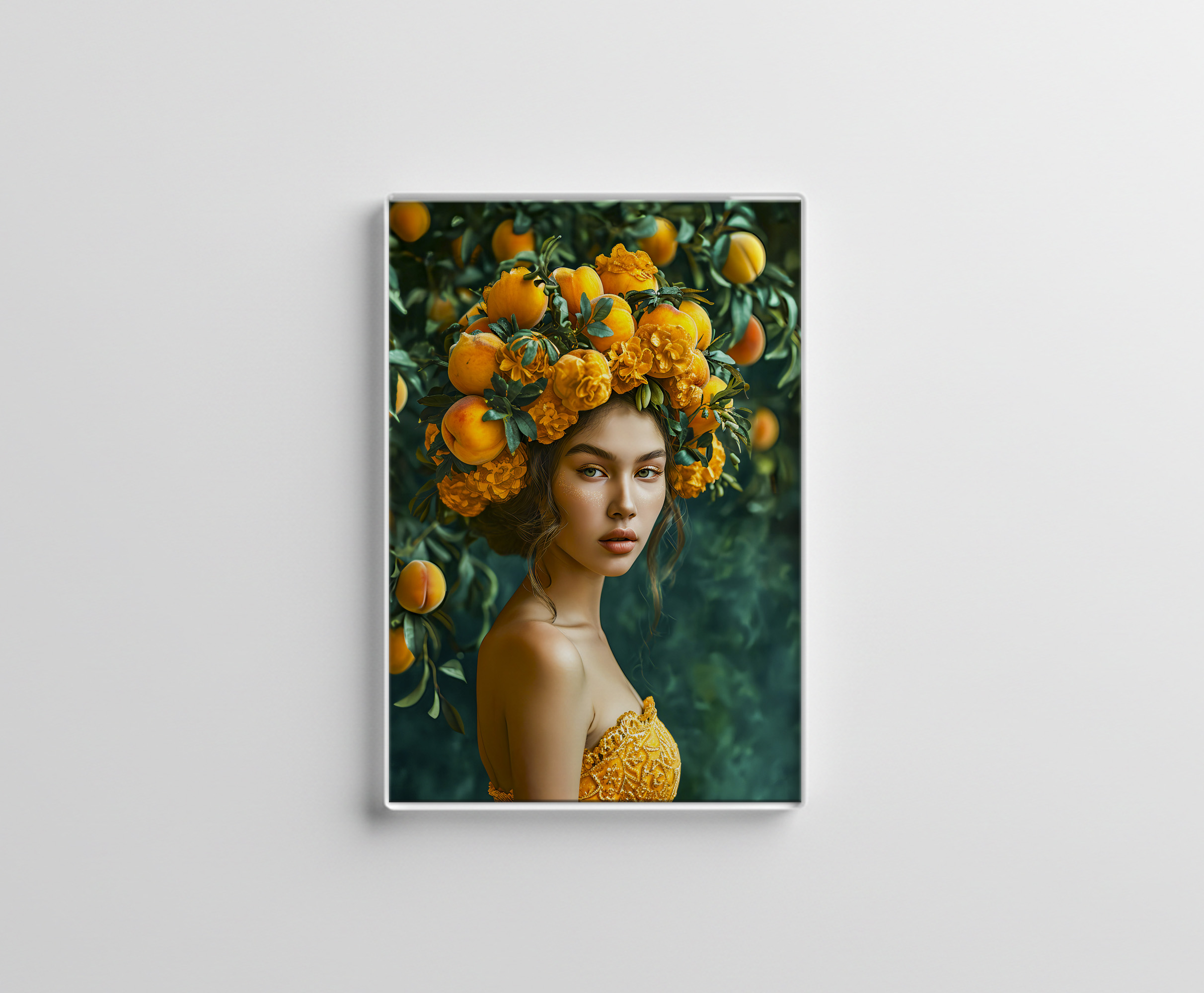 raxxa Glas-Magnet: Orange Blossom Queen with fruits on head