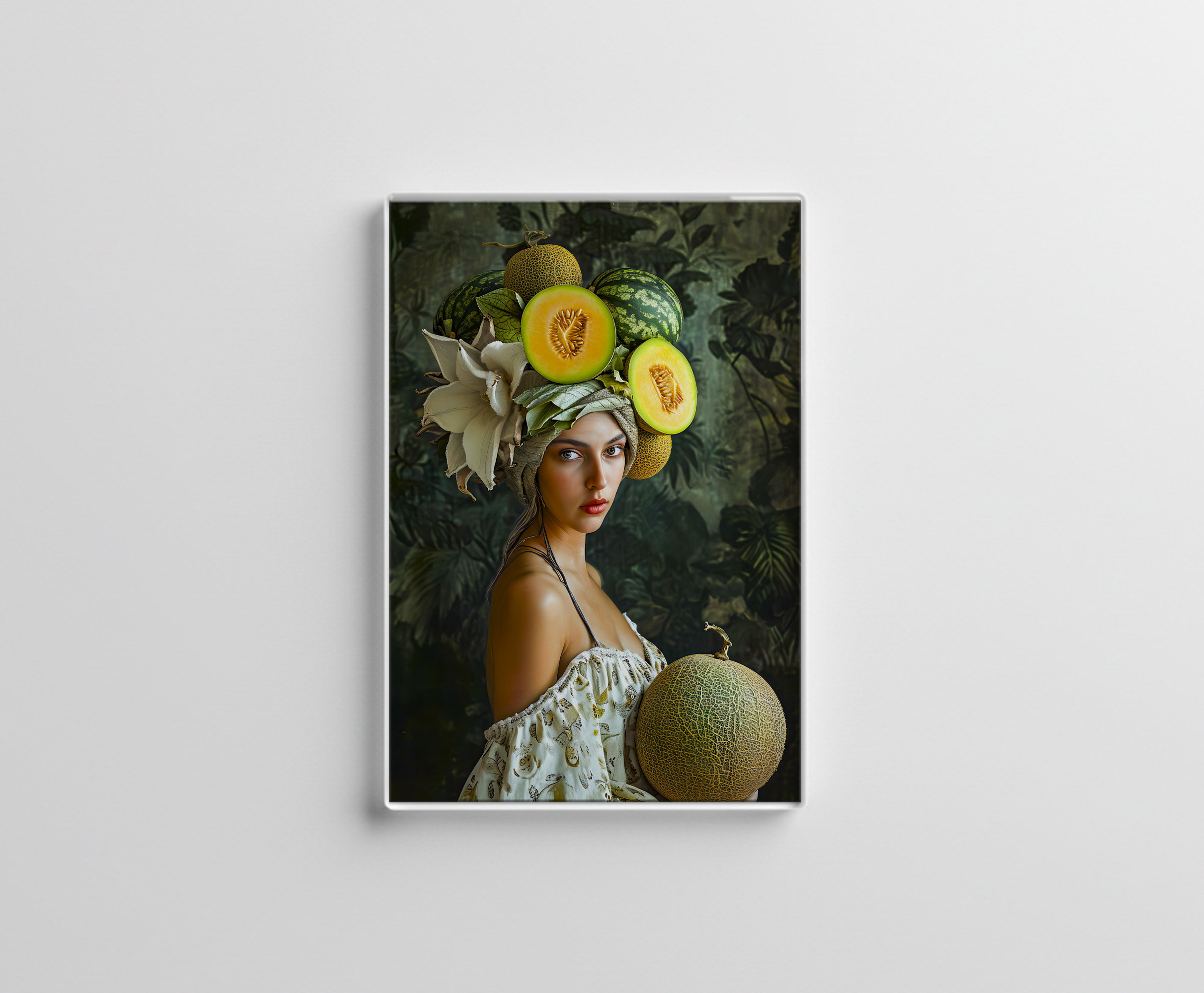 raxxa Glas-Magnet: Melon Garden Muse with fruits on head