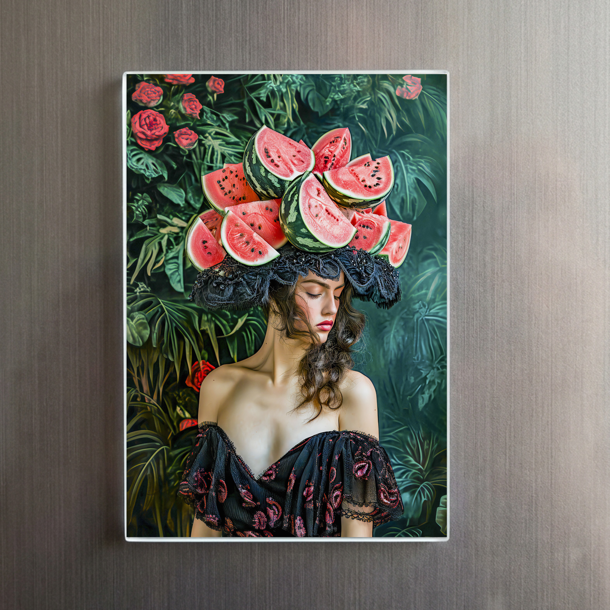 raxxa Glas-Magnet: Watermelon Rose Fantasy Portrait - Imagen 2