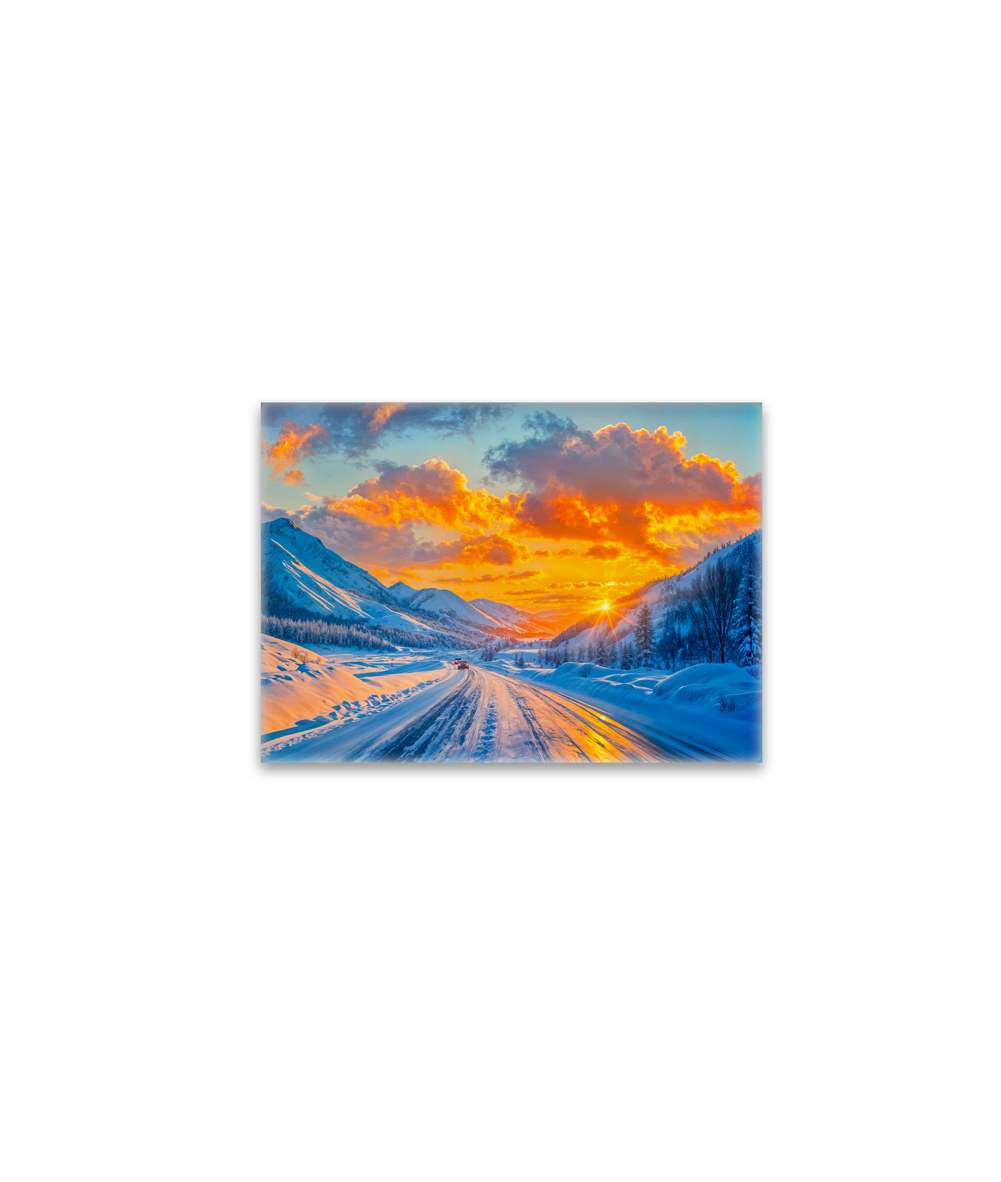 raxxa Glas-Magnet: Roads at Sunset in Winter Through Mountains