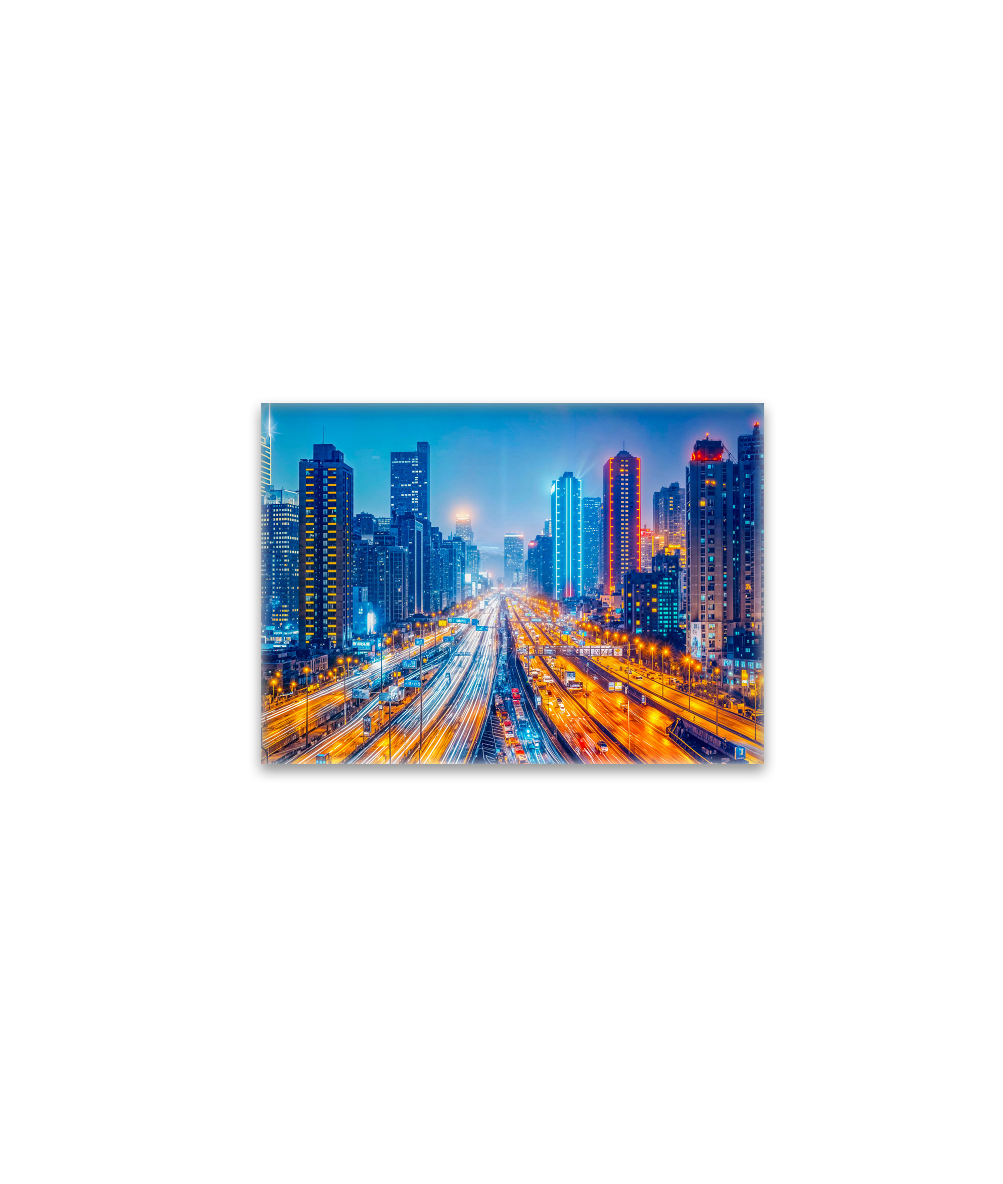 raxxa Glas-Magnet: Roads Through Big City Skyline