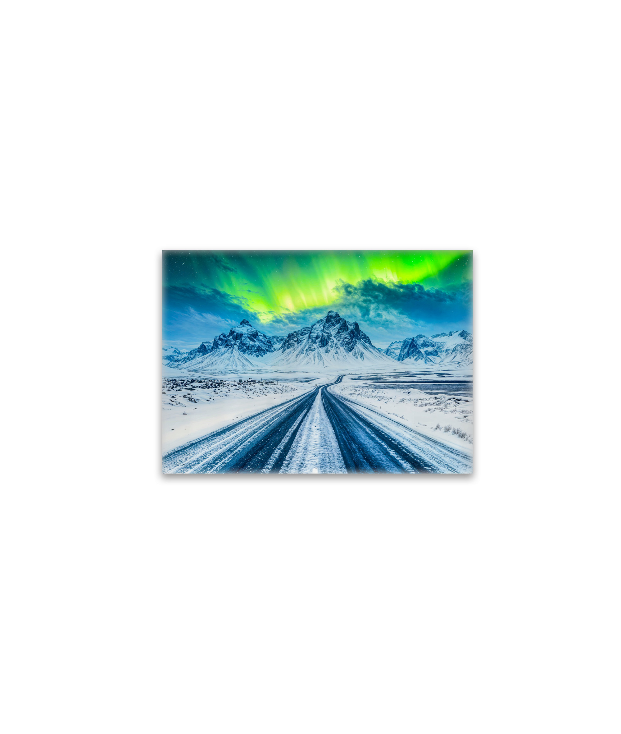 raxxa Glas-Magnet: Road with Mountains and Northern Lights at Night