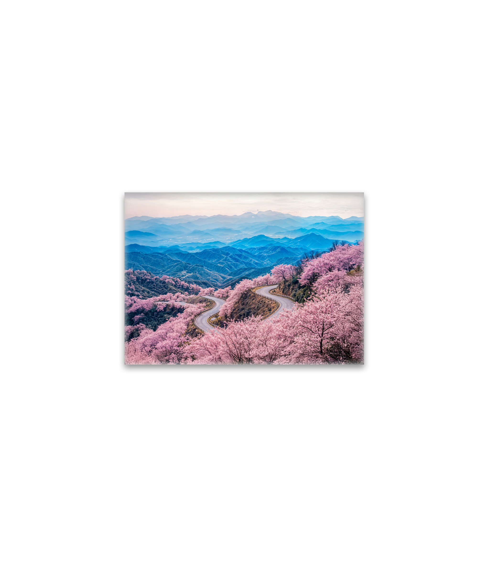 raxxa Glas-Magnet: Roads Through Mountain Landscape with Blooming Cherry Trees