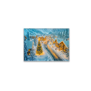 raxxa Glas-Magnet: Winter Mountain Village with Christmas Decorations