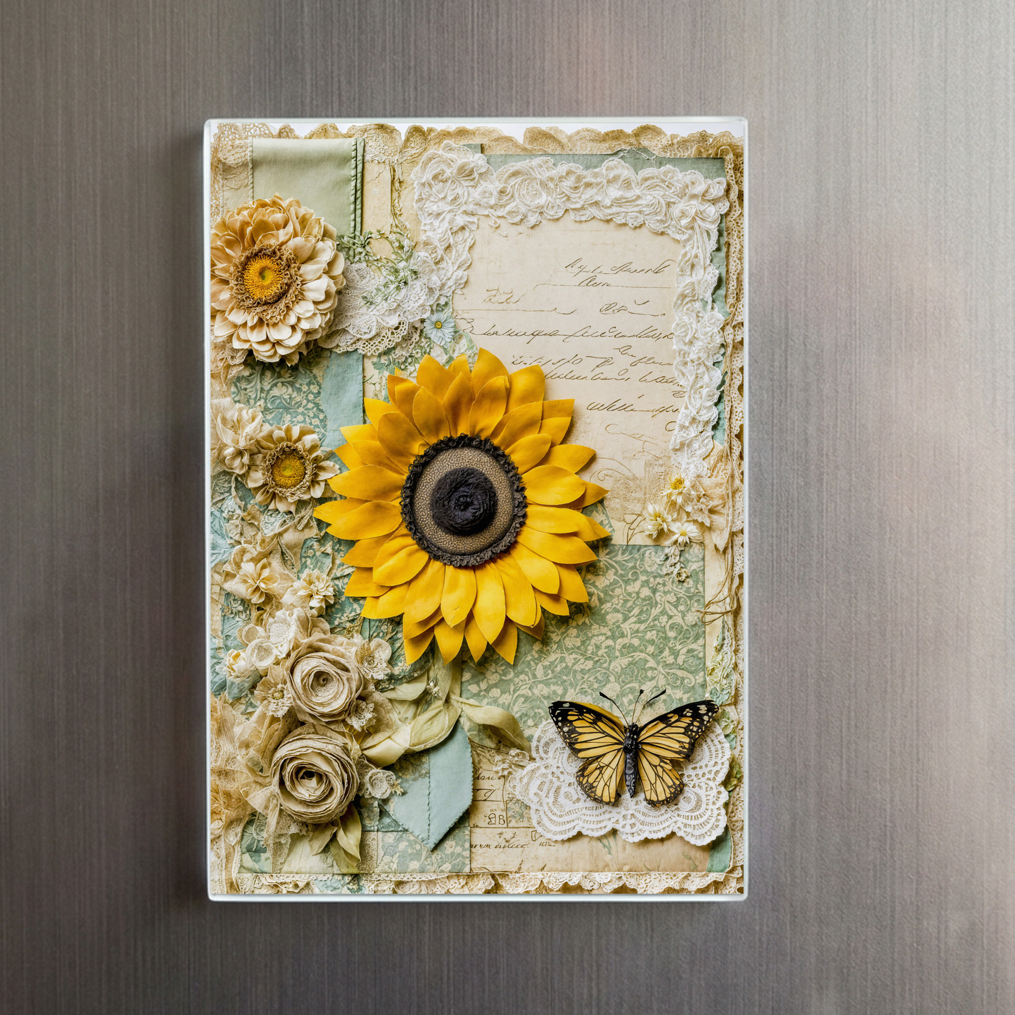 raxxa Glas-Magnet: Shabby chic Sunflower with Butterfly - Image 2