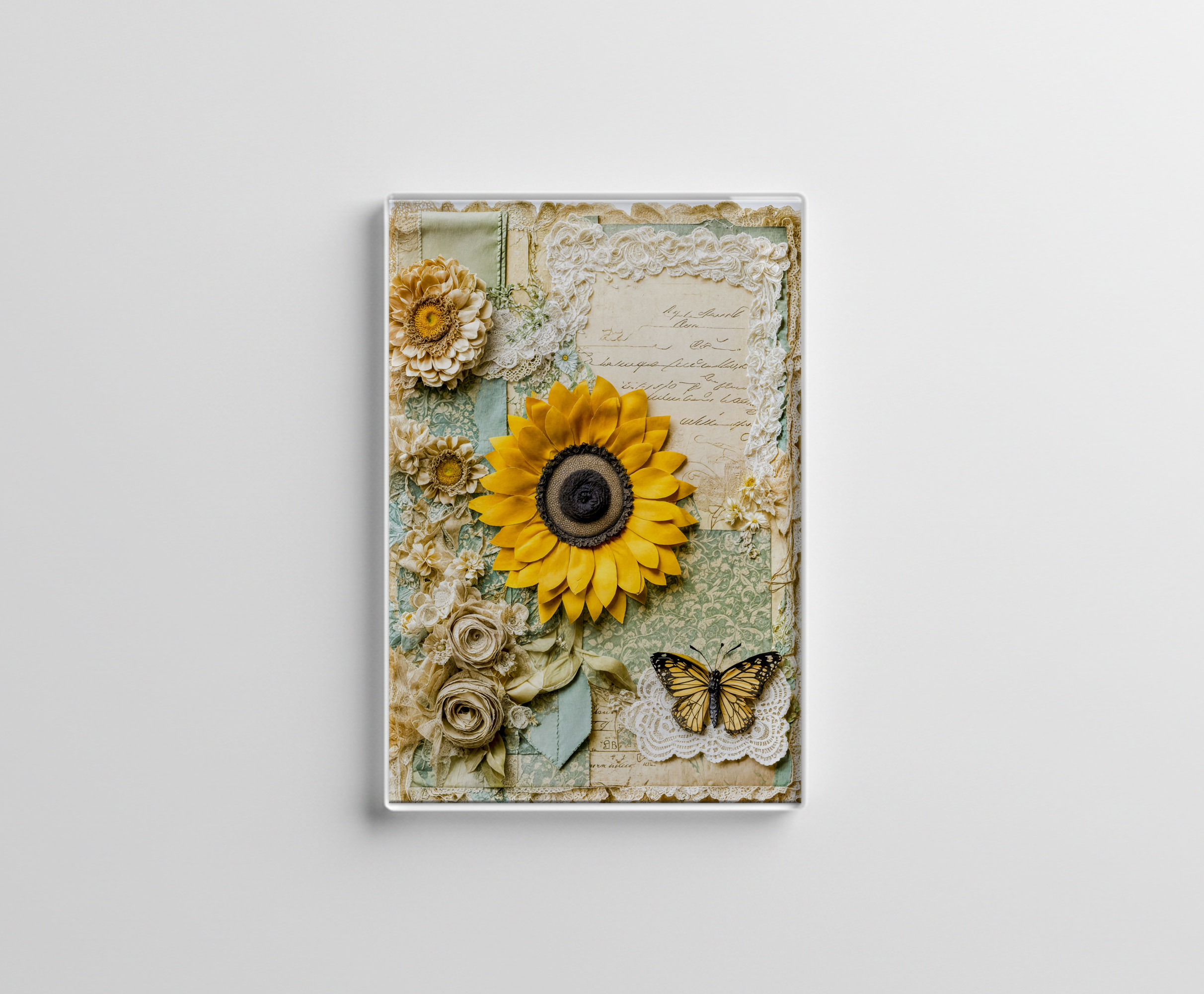raxxa Glas-Magnet: Shabby chic Sunflower with Butterfly