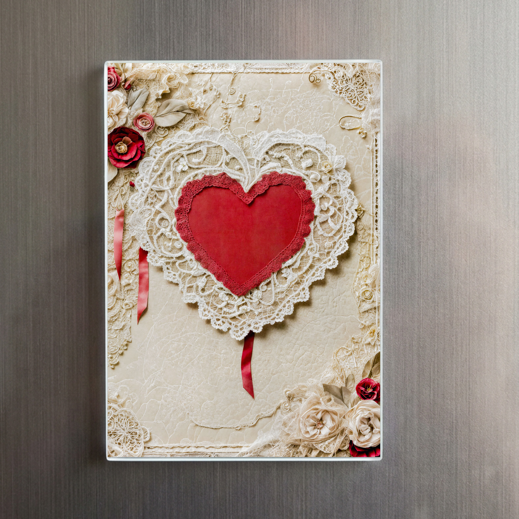 raxxa Glas-Magnet: Shabby Chic Heart with Lace – Image 2