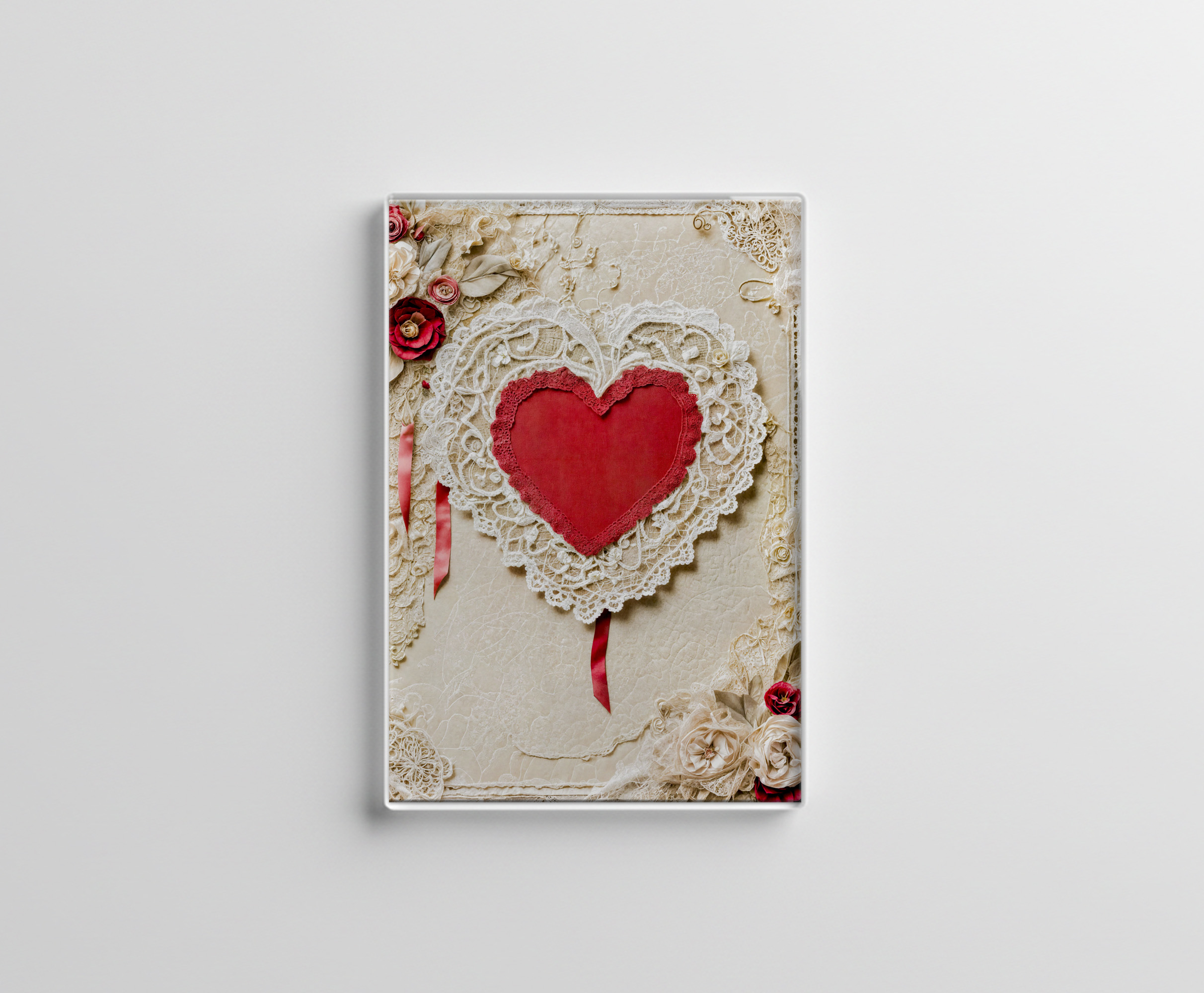 raxxa Glas-Magnet: Shabby Chic Heart with Lace
