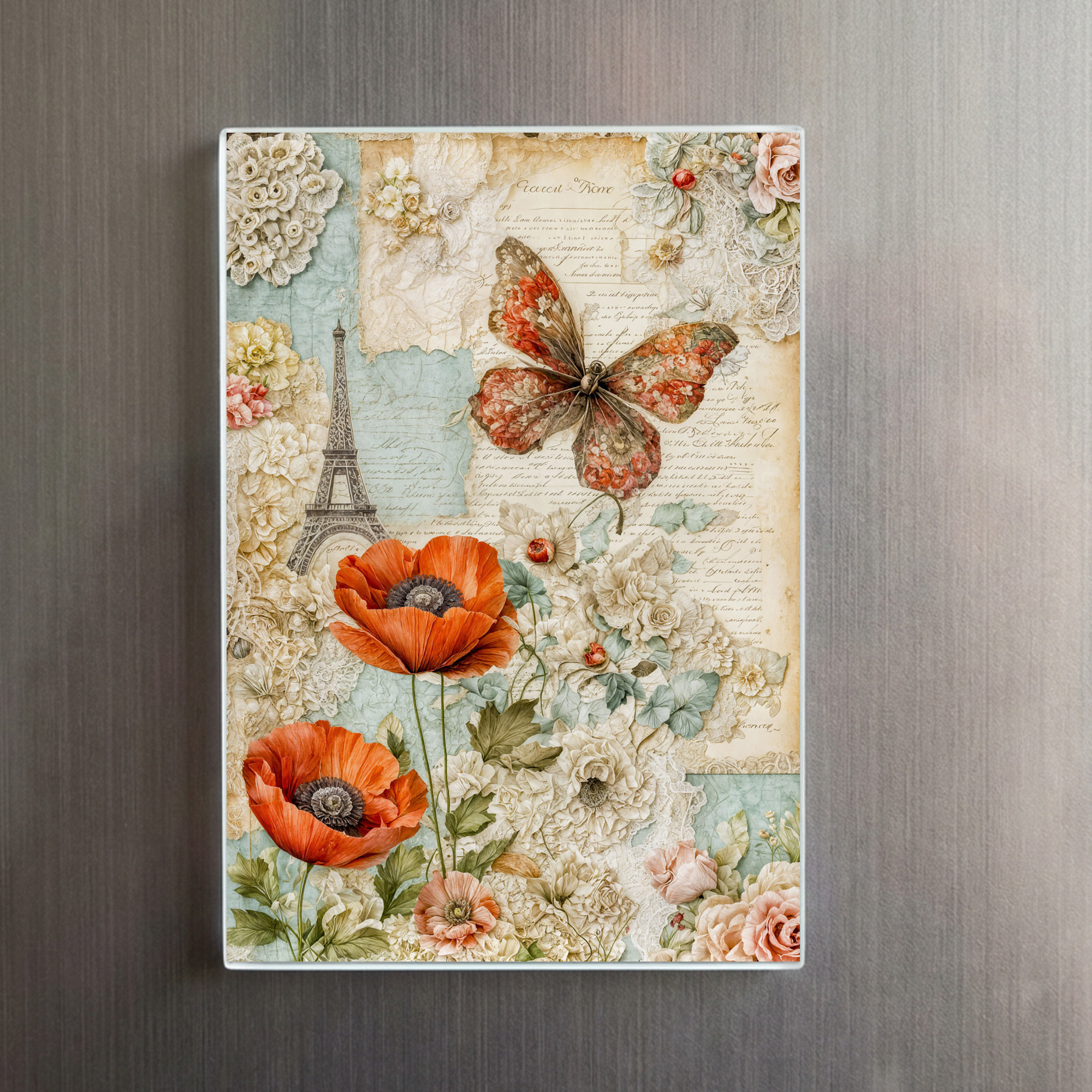 raxxa Glas-Magnet: Poppies and Butterfly with Eiffel Tower – Bild 2