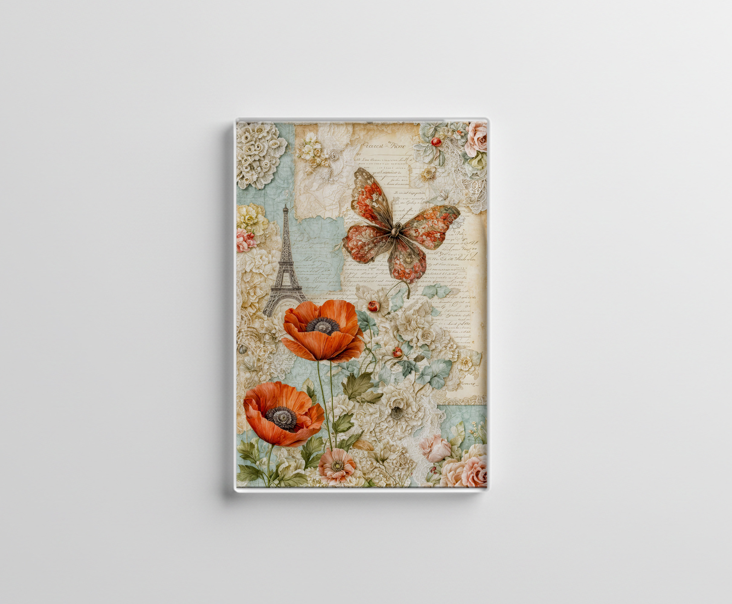 raxxa Glas-Magnet: Poppies and Butterfly with Eiffel Tower