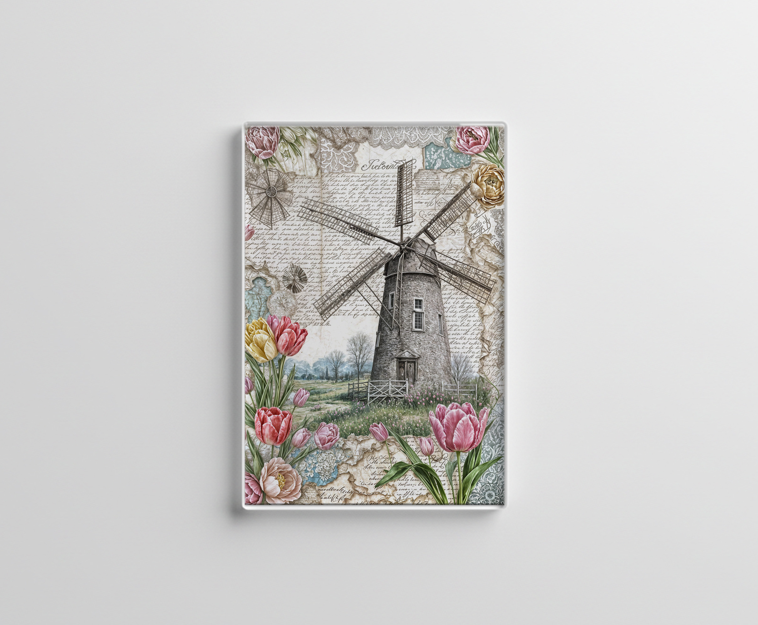 raxxa Glas-Magnet: Windmill with Pink Tulips