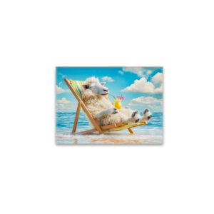 raxxa Glas-Magnet: Sheep in deck chair with cocktail illustration