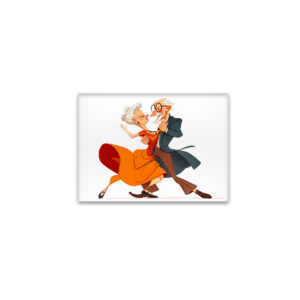 raxxa Glas-Magnet: Elderly couple dancing gracefully in vibrant attire