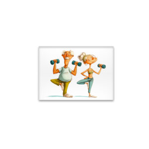 raxxa Glas-Magnet: Funny Elderly Man Doing Yoga Illustration