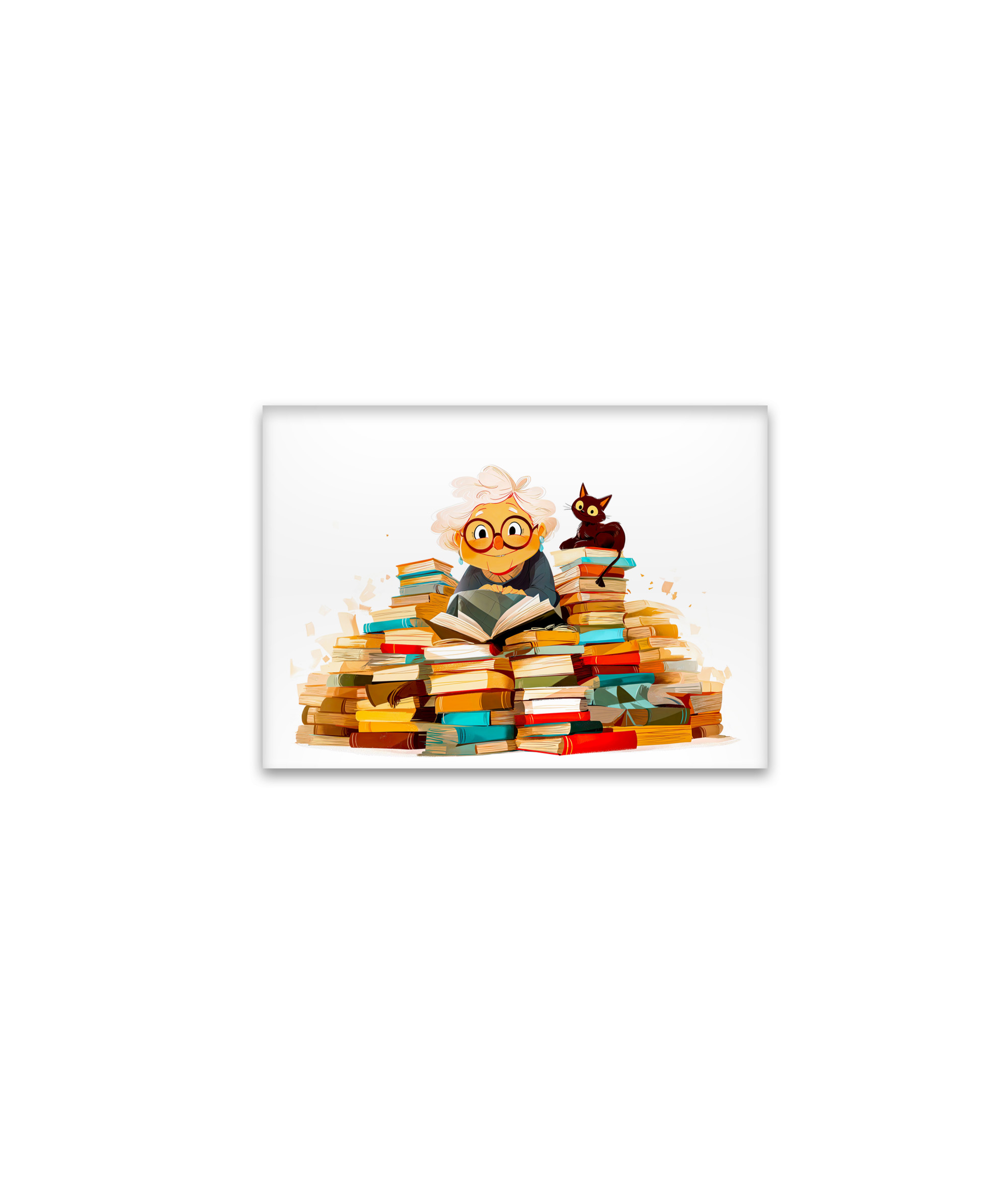 raxxa Glas-Magnet: Senior woman reading in books with cheerful expressions