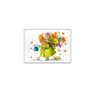 raxxa Glas-Magnet: Funny illustration of grandma gardening with flowers