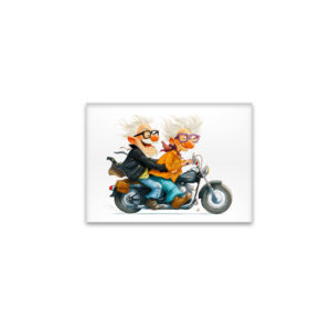 raxxa Glas-Magnet: Funny illustration of seniors riding motorcycle