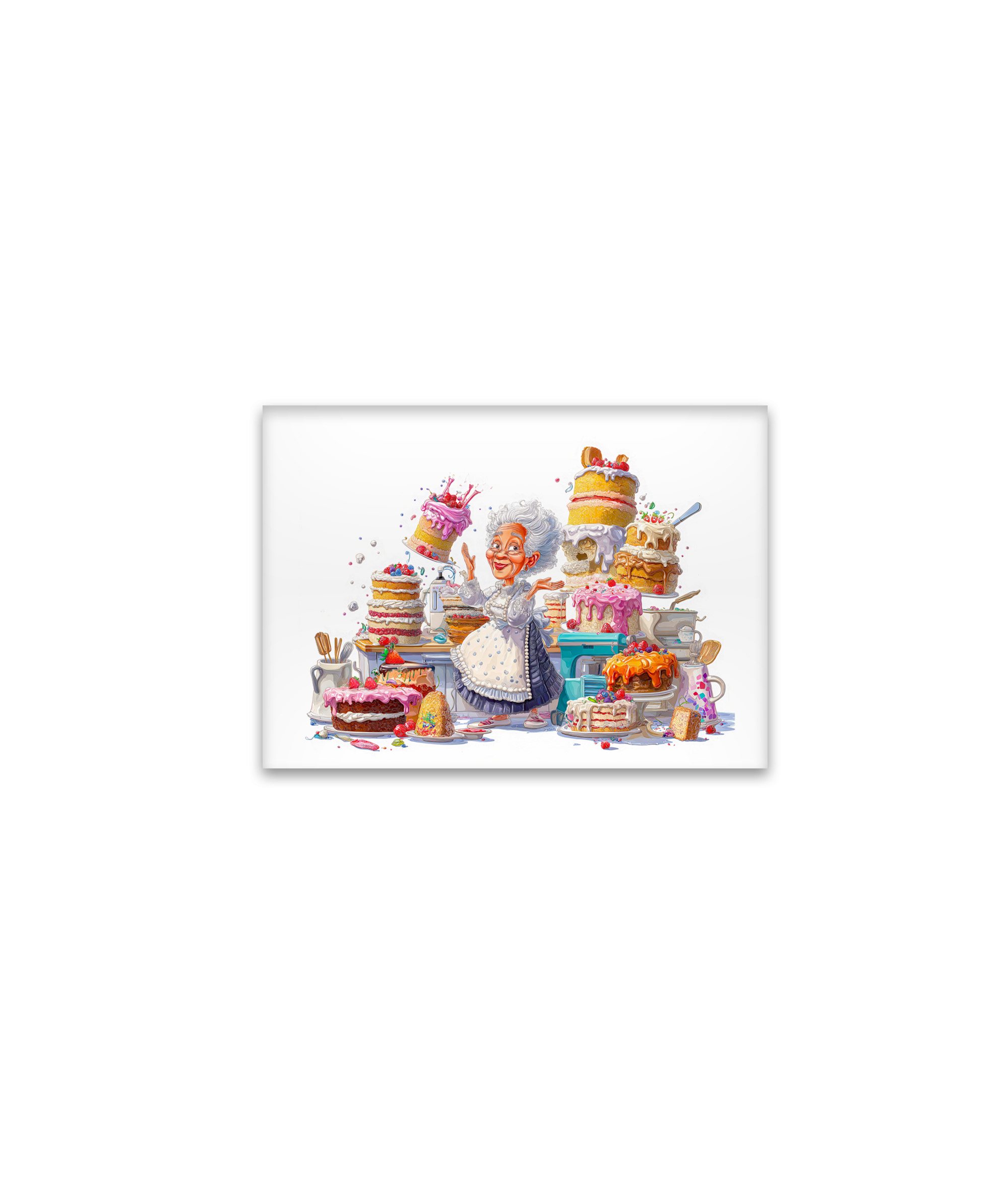 raxxa Glas-Magnet: Funny illustration of grandma baking cakes