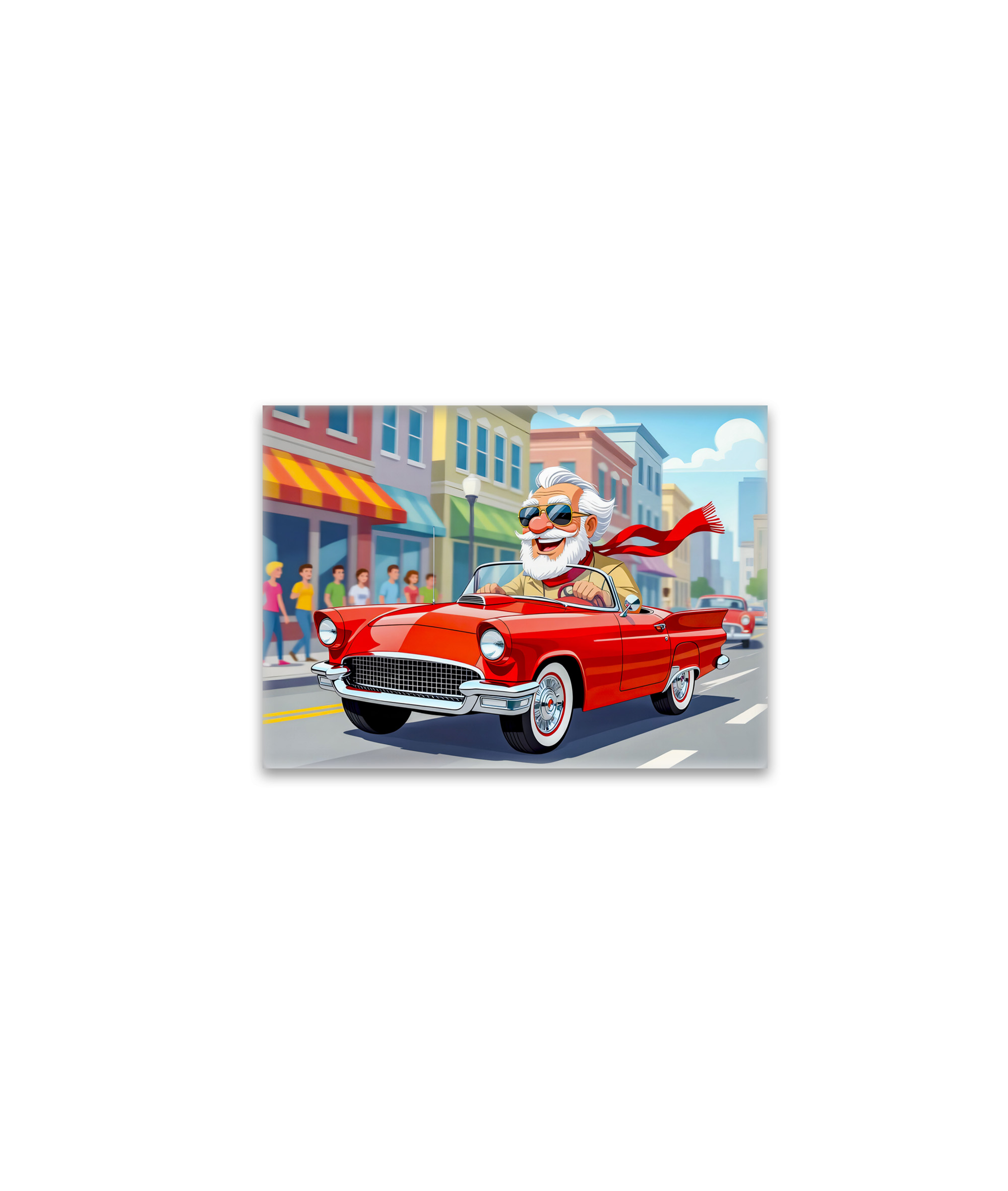 raxxa Glas-Magnet: Grandpa driving a convertible car