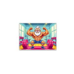 raxxa Glas-Magnet: Grandpa lifting weights making sports