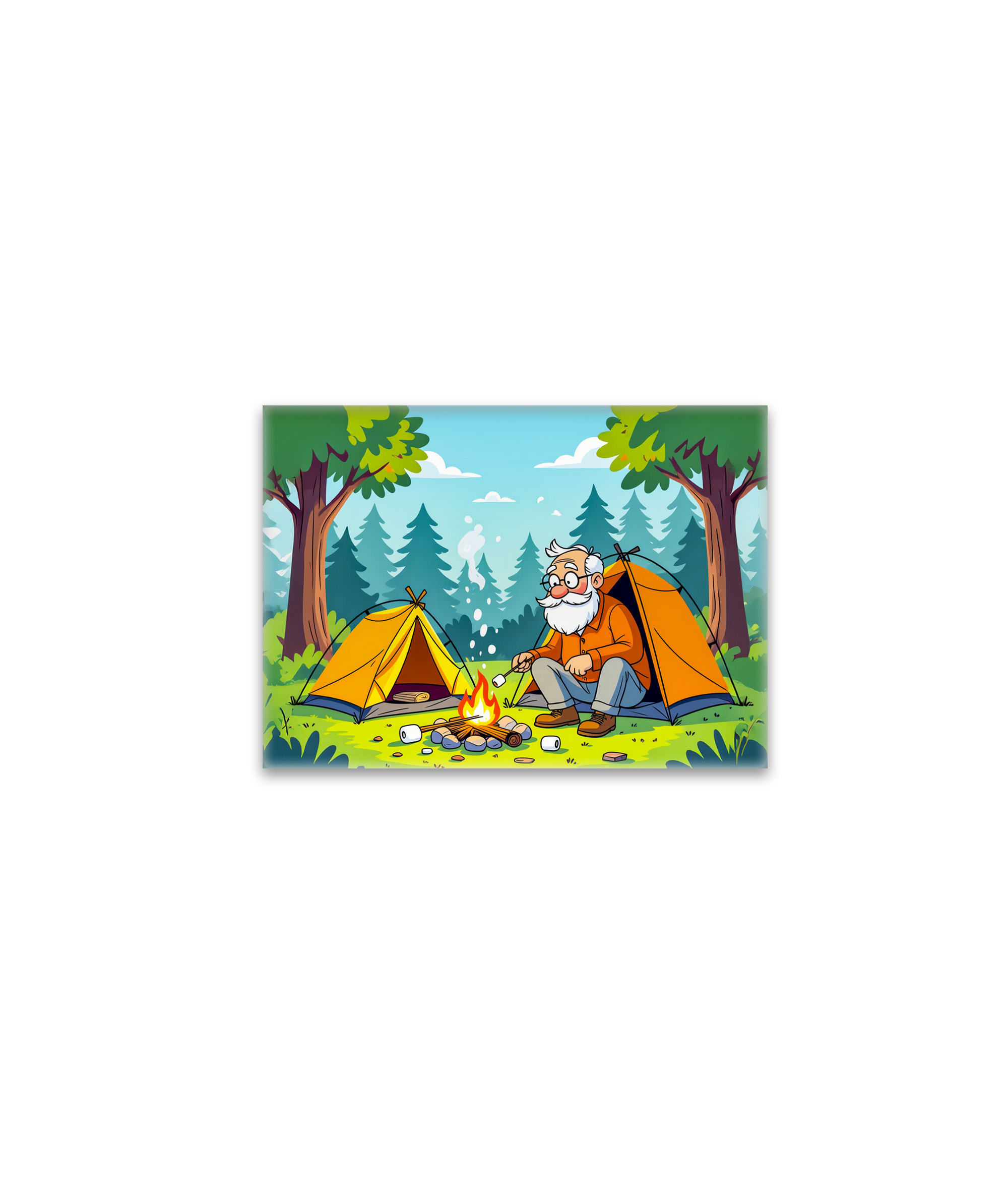 raxxa Glas-Magnet: Grandpa camping and grilling in the wilderness