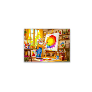 raxxa Glas-Magnet: Grandpa painting creatively on canvas