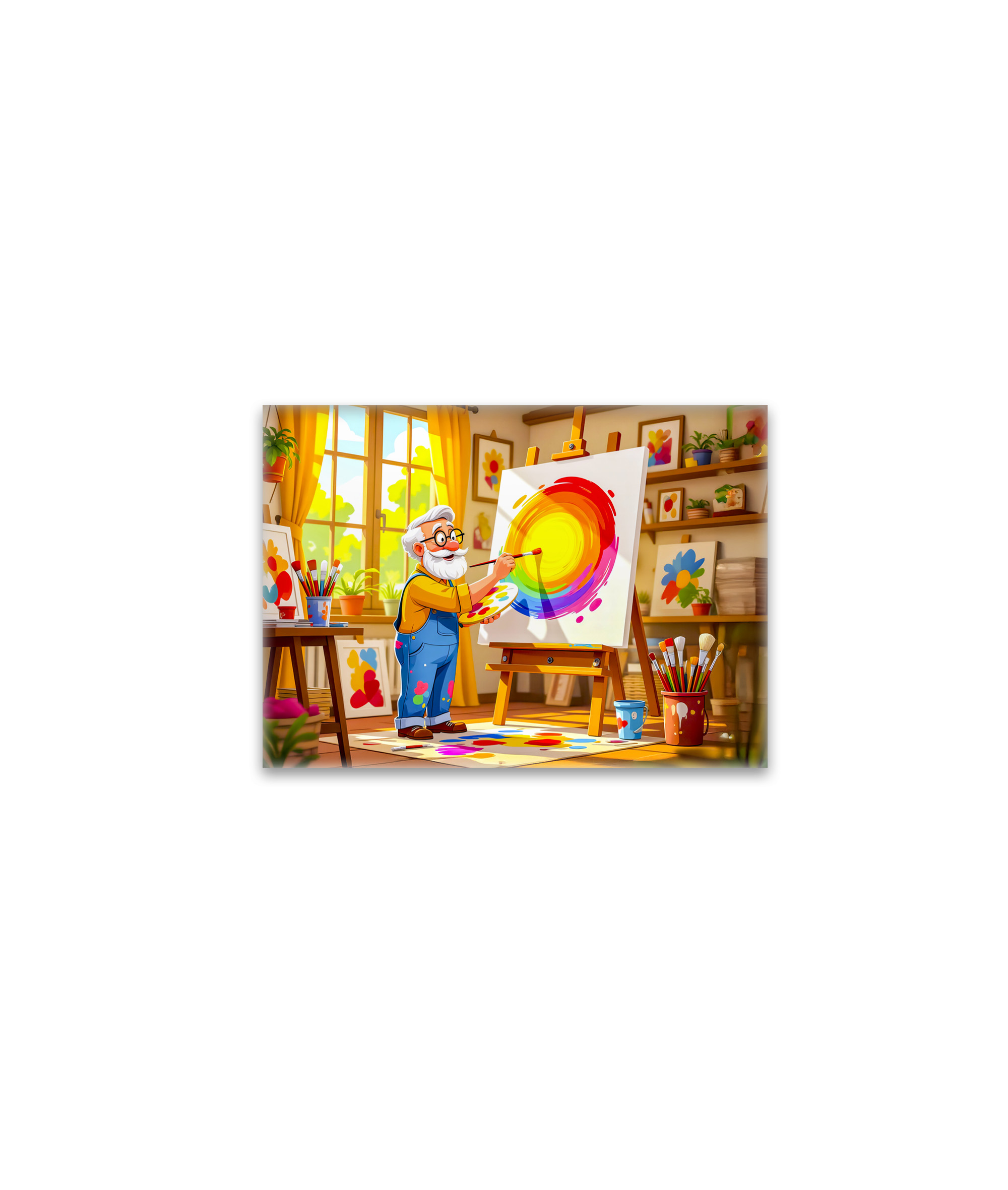 raxxa Glas-Magnet: Grandpa painting creatively on canvas