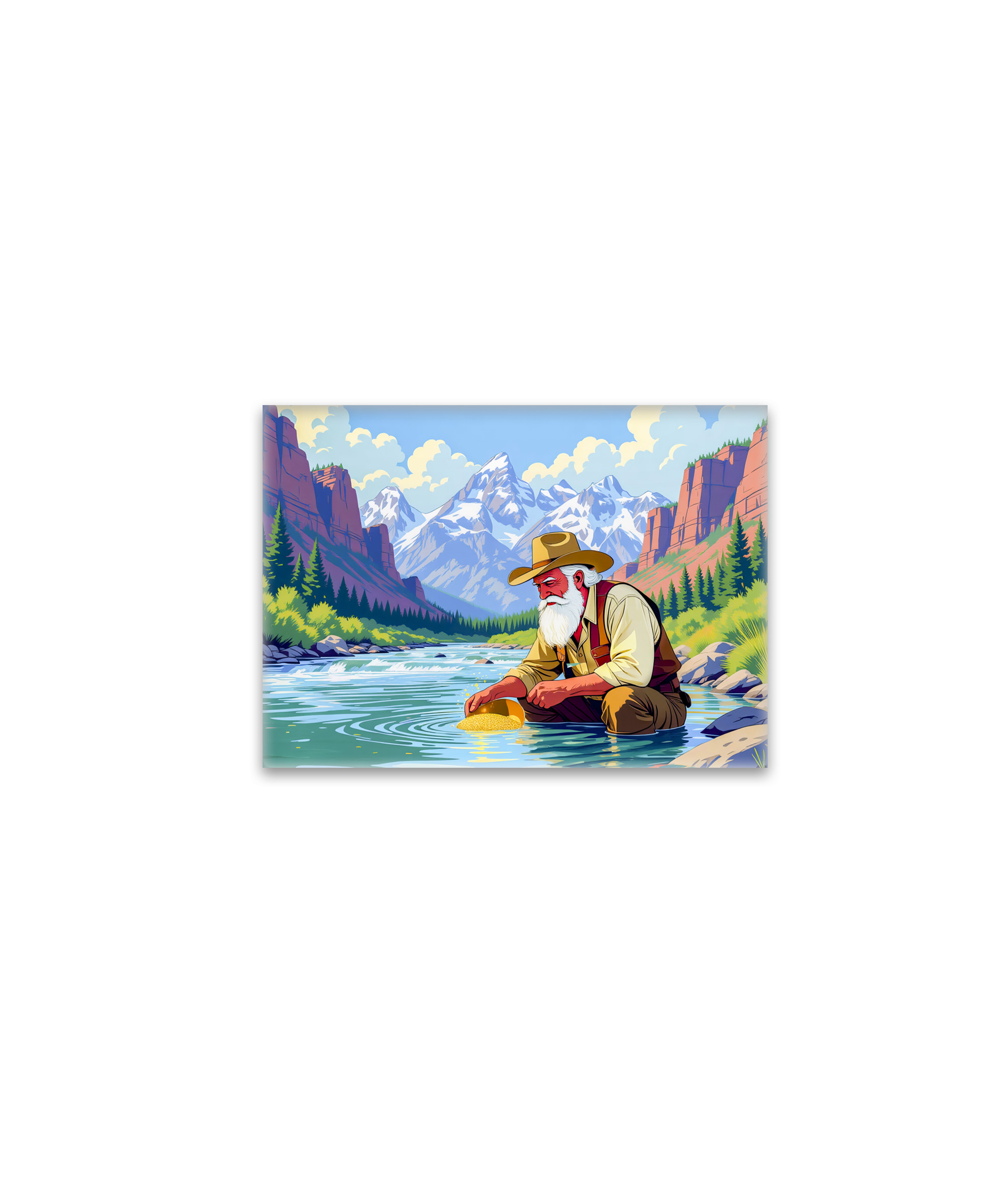 raxxa Glas-Magnet: Grandpa gold panning at Yukon River