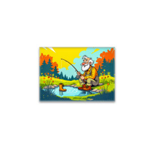 raxxa Glas-Magnet: Grandpa catching a shoe while fishing