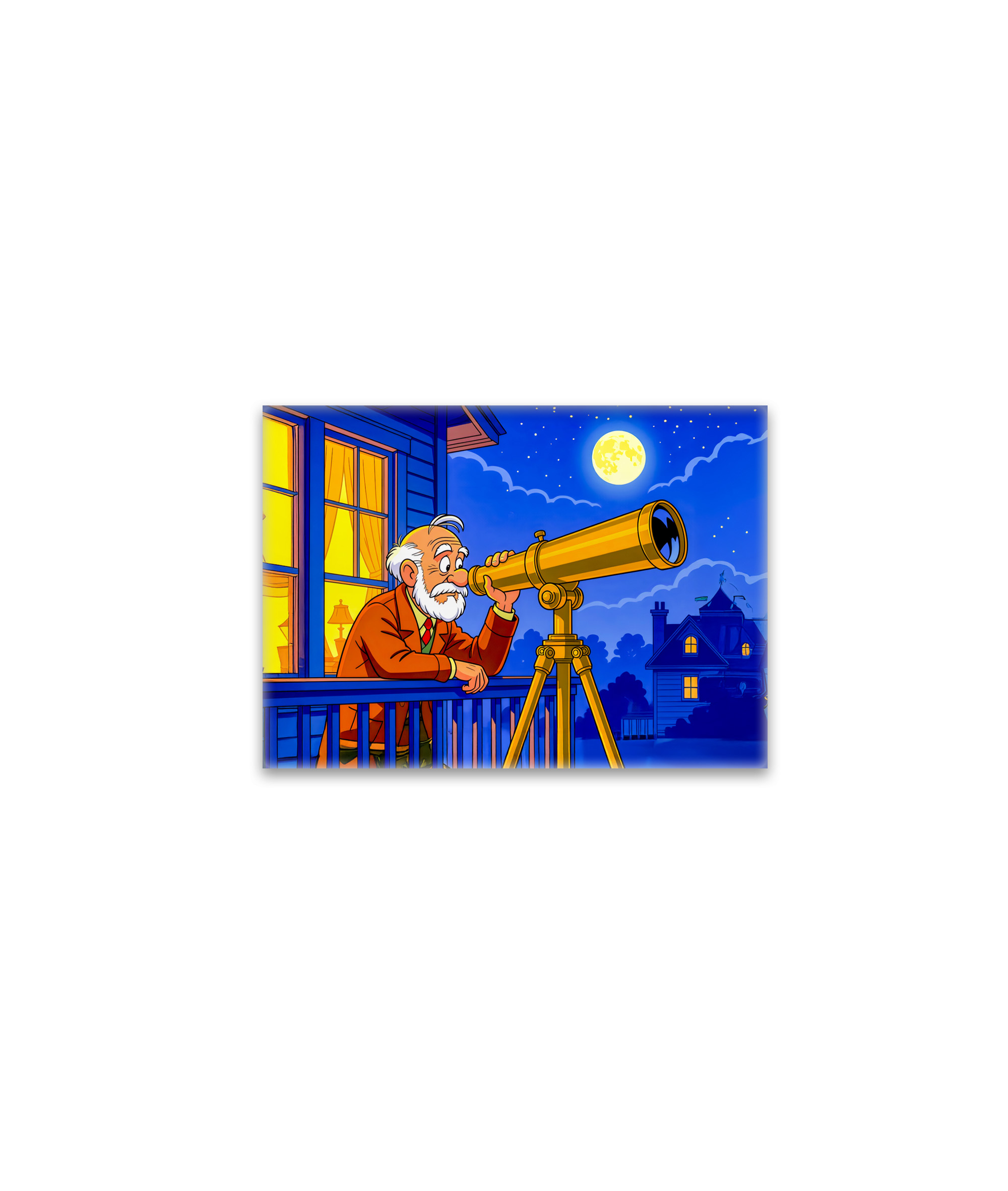 raxxa Glas-Magnet: Grandpa Stargazing with Telescope