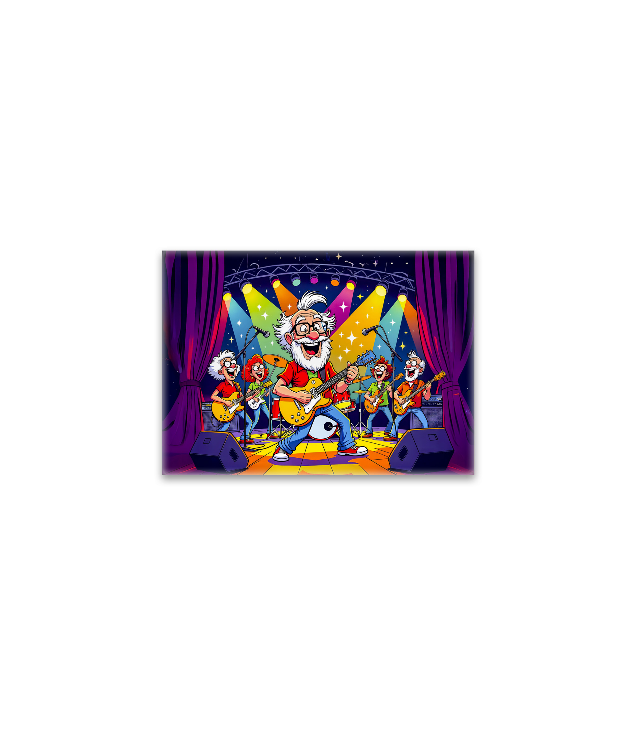 raxxa Glas-Magnet: Grandpa playing in a rock band on stage